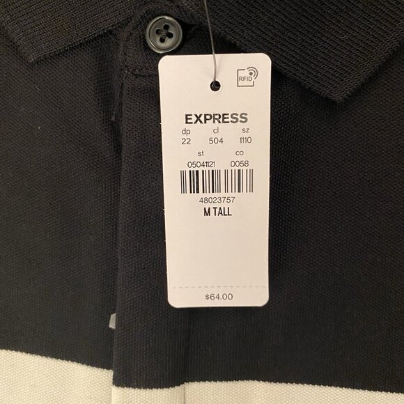Express Men's Multi Striped Perfect Pima Cotton Pique Polo Size M Tall - NWT $64 - Picture 9 of 15